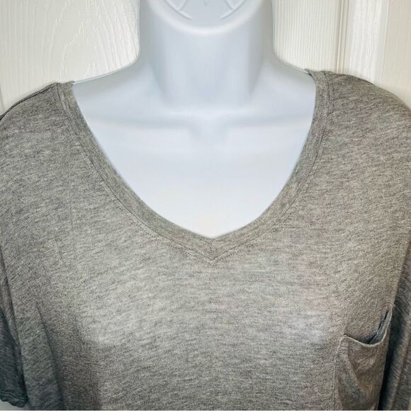 Abound Boxy High Low Hem Oversized Pocket V-Neck Tshirt Heather Gray M - Picture 7 of 9